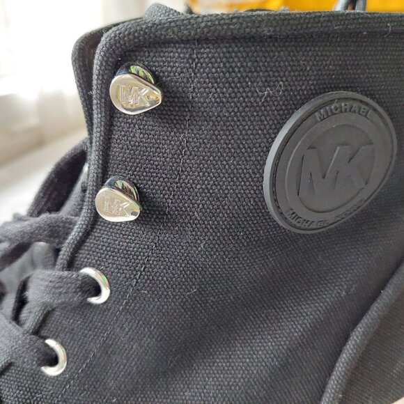 Michael Kors Black Canvas High-Top Lace-Up Boots Women's Size 9M - Picture 3 of 7